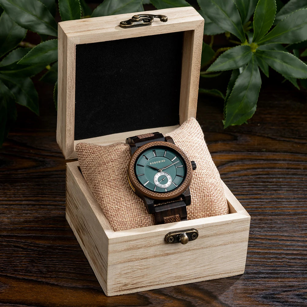 BOBOBIRD Wooden Watch Top Fashion Casual Clock Quartz Wristwatch Engraved Custom Logo Man Watches best man Gift Wood Box