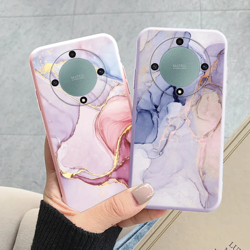 Marble Pattern Case For Honor X9a Magic5 Lite 5G Protective Cover Case Pink Silicon Soft Funda For Honor X9 a Magic 5 Lite Capa