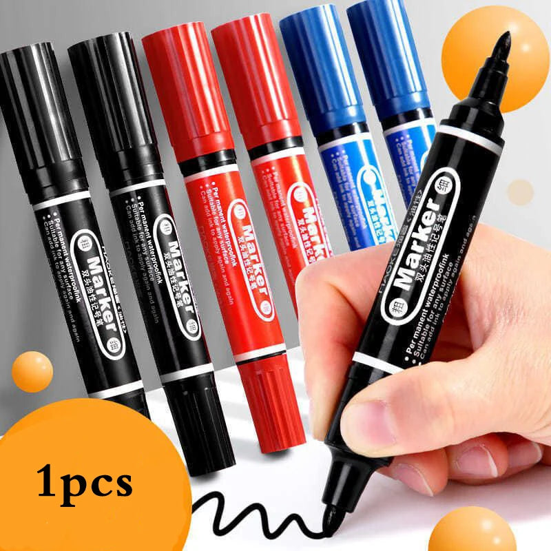 1pcs Large Double-ended Oil-based Marker Black Blue Red Pen Marker Waterproof Thick Head Large Capacity Large Head Pen Ins