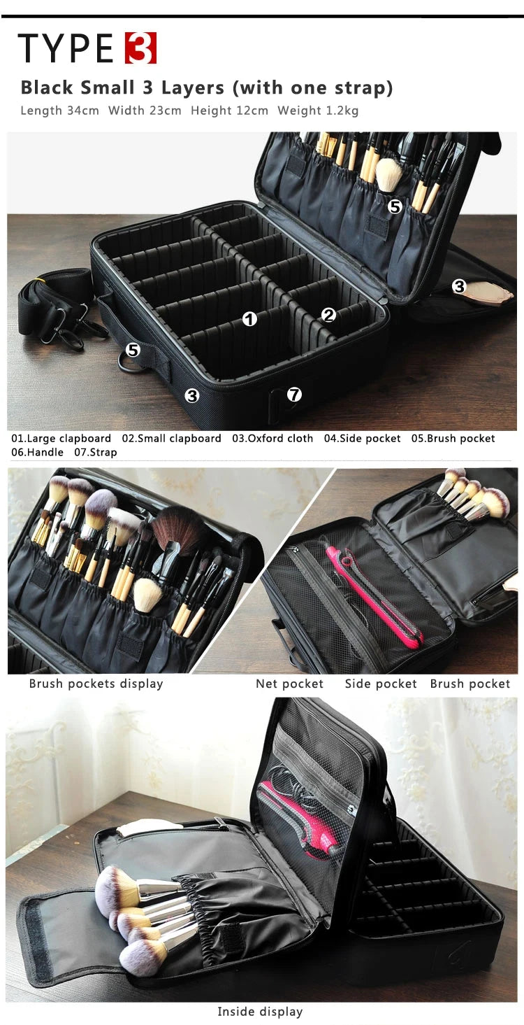 High Quality Make Up Bag Professional Makeup Case Makeup Organizer Bolso Mujer Cosmetic Case Large Capacity Storage Bag