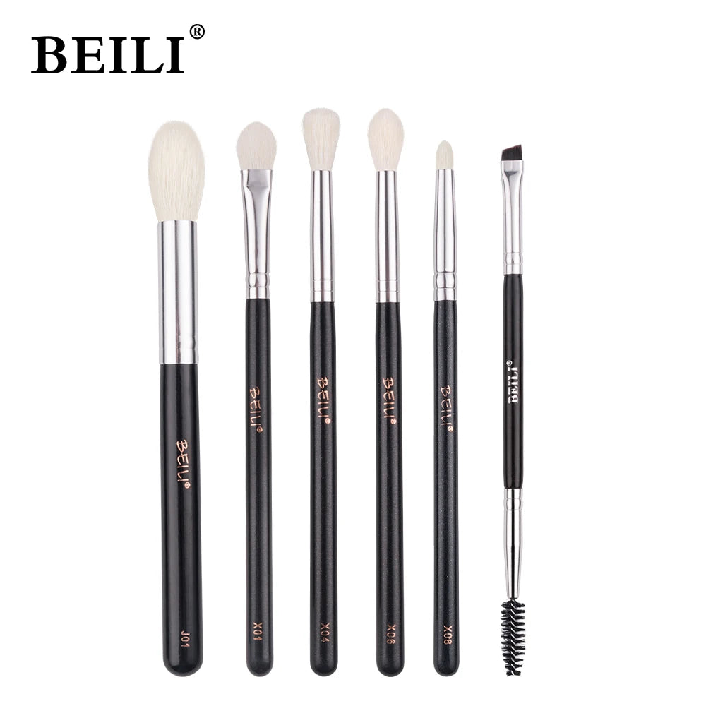 BEILI Professional 6/8pcs Classic Natural Eye Makeup Brushes Set Eyeshadow Eyebrow Blending Smokey Black Beauty Make up Brushes