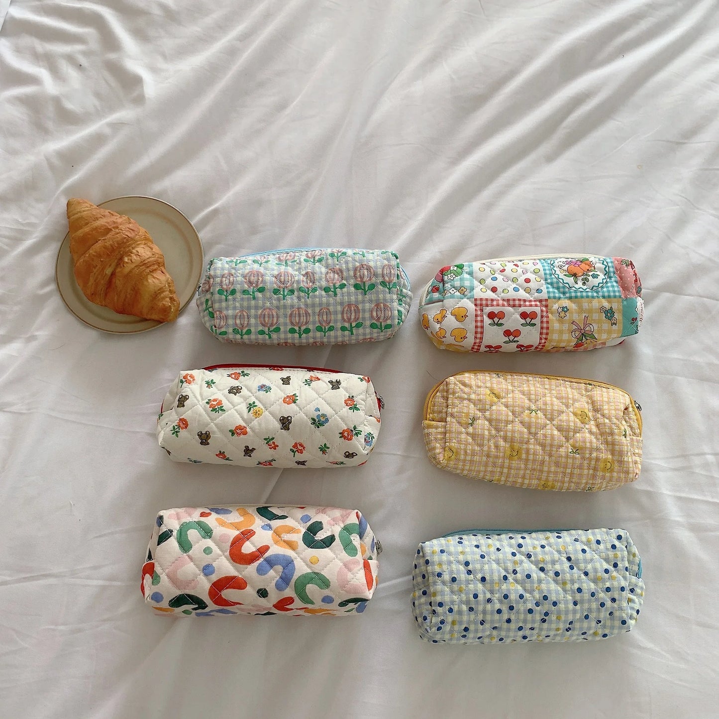 Liberty Small Makeup Bag Quilt Cotton Canvas Women Zipper Cosmetic Organizer Cute Make Up Pouch Portable Toiletry Pencil Case