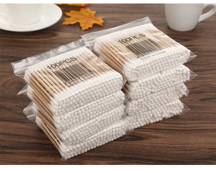 100pcs Per Pack, 5 Packs, Double-ended Cotton Swabs, Baby Cotton Swabs, Ear Cleaning Sticks, Healthy Cleaning Tools