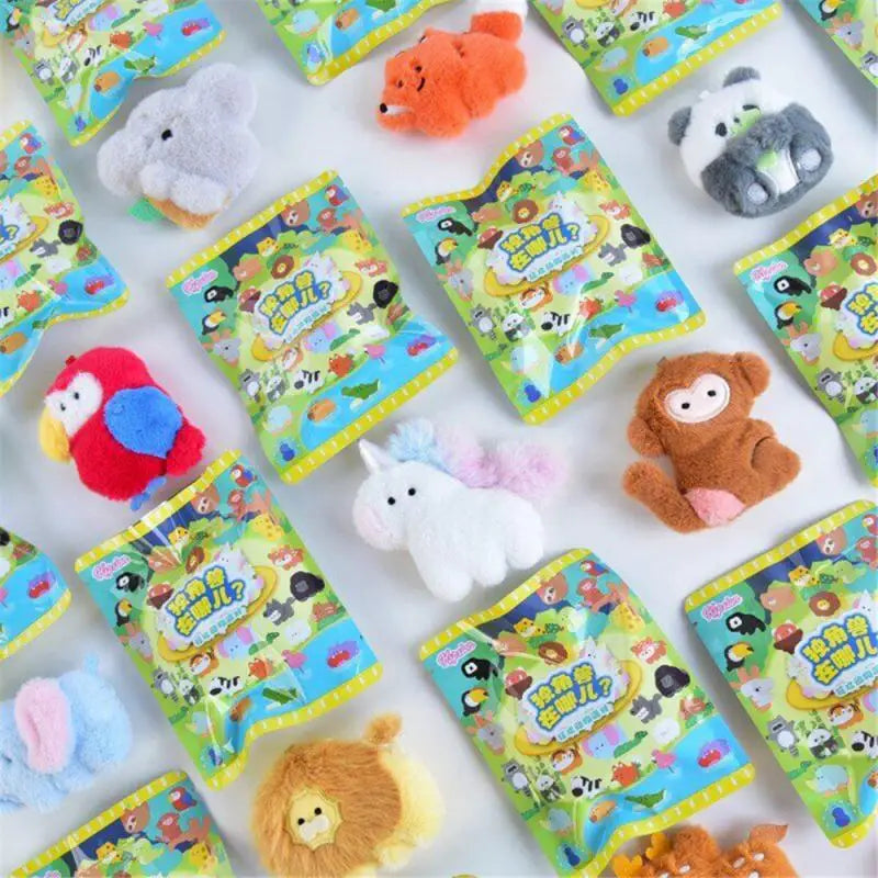 New Animal Blind Box Plush Fridge Magnets Blind Box Refrigerator Sticker Blind Bag Home Decor Cartoon Wall Stickers Kids Gift