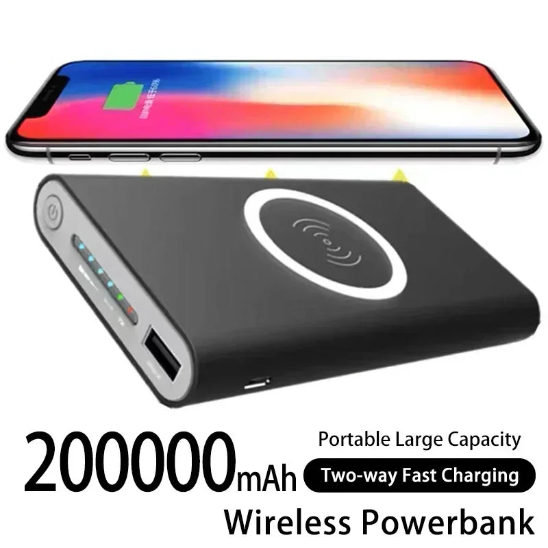 NEW Wireless FastCharging PowerBank Portable 200000mAhLED Display External BatteryPack ForHTC PowerBank IPhone