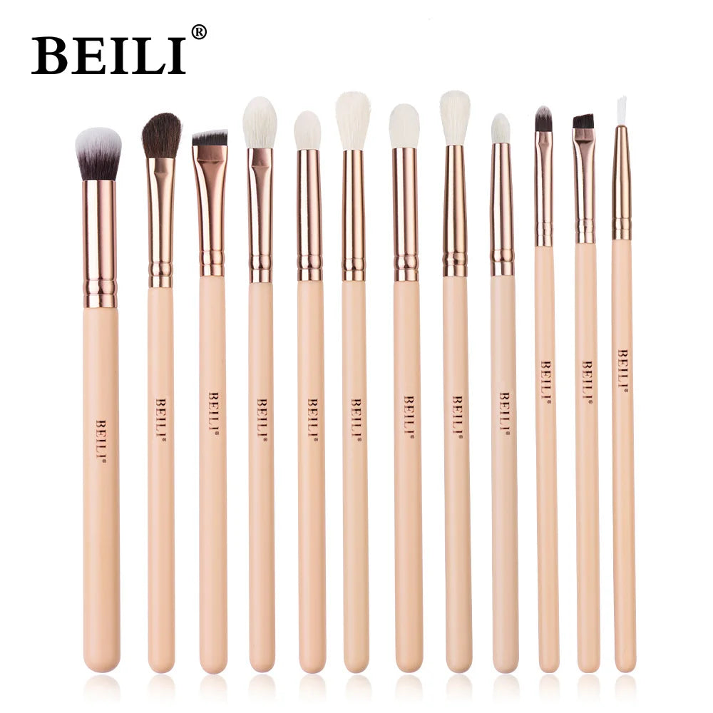 BEILI Pink Makeup Brushes High Quality Powder Foundation Blush Eyeshadow Make Up Brush Set  Natural Hair косметика