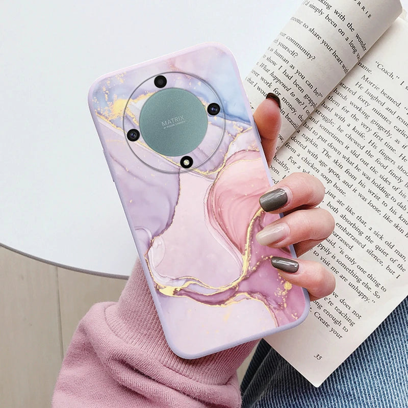 Marble Pattern Case For Honor X9a Magic5 Lite 5G Protective Cover Case Pink Silicon Soft Funda For Honor X9 a Magic 5 Lite Capa