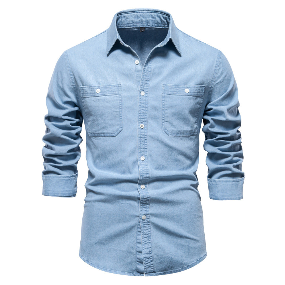 men's casual non-iron denim shirt