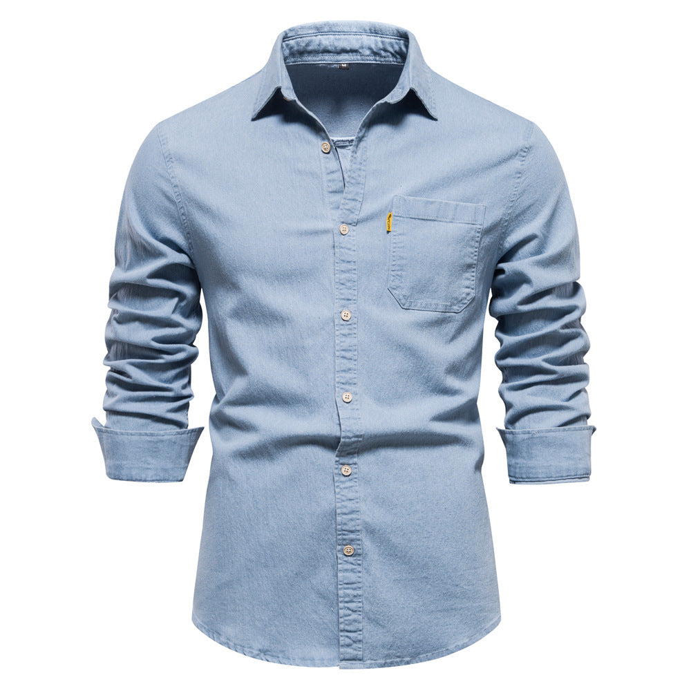 men's casual non-iron denim shirt