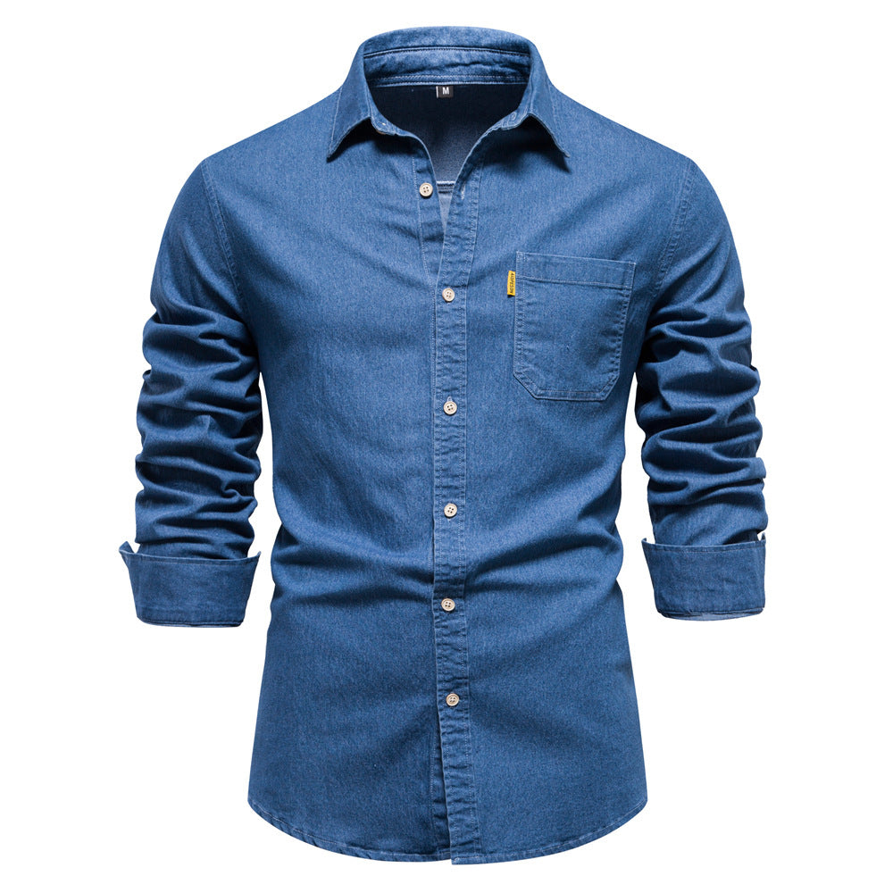 men's casual non-iron denim shirt