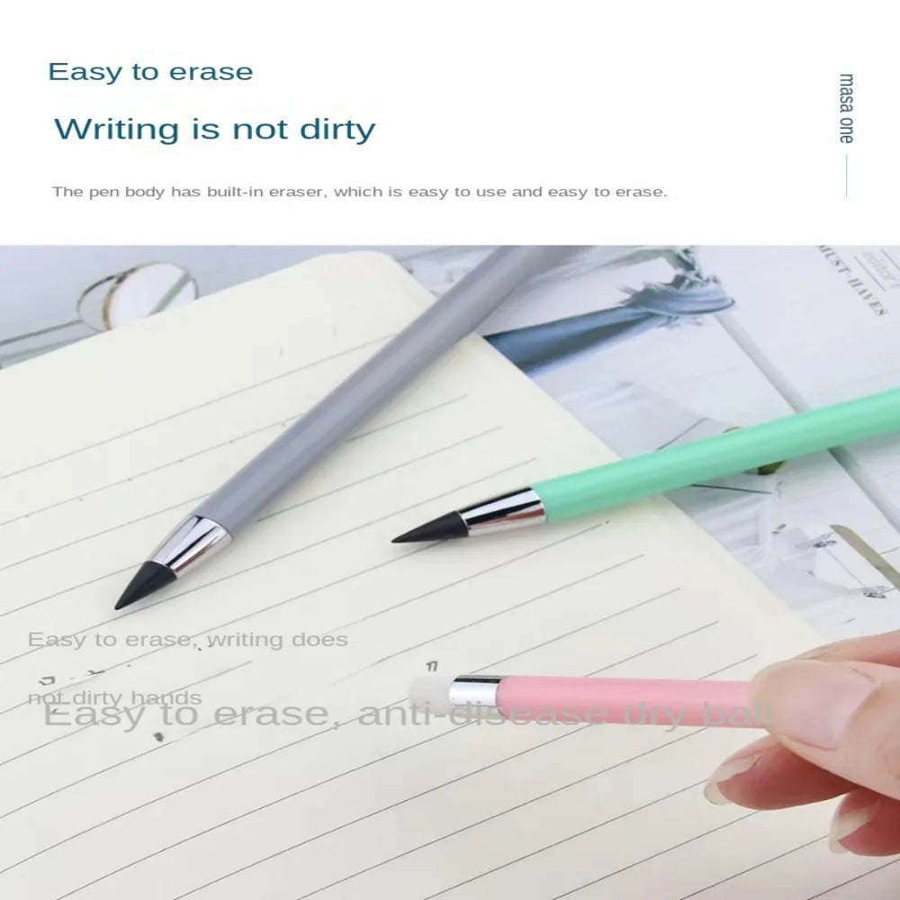 Reusable Unlimited Writing Pencil Stationery Wear Resistant Forever Pencil Solid Color Cute Eternal Pencil School Supplies