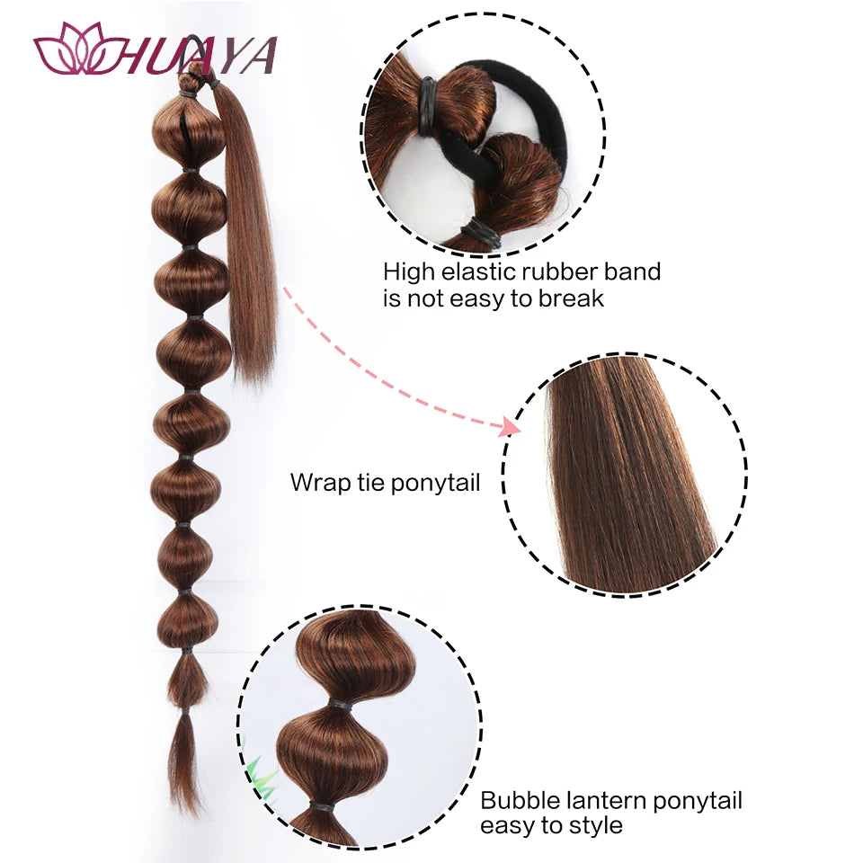 HUAYA Bubble Braid Bubble Ponytail Braid 30inch Wrapped Wigs Hair Ponytail Braid Synthetic Fiber High Temperature Silk Hairpiece