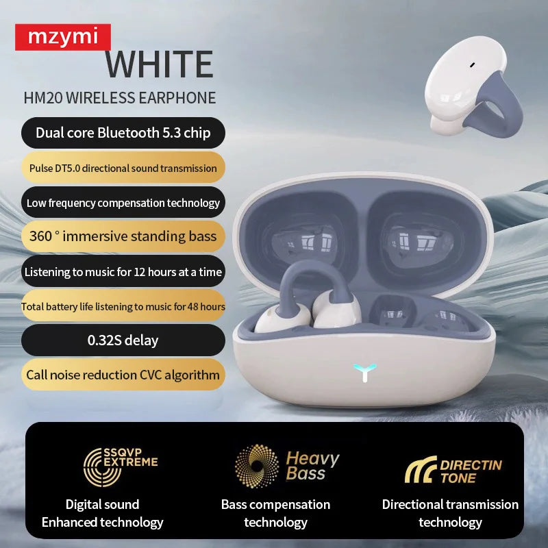 mzymi HM20 New Ear Clip Headset ENC Open Ear Wireless Bluetooth5.3 Headphone Noise Cancelling Earphone With Mic For XIAOMI