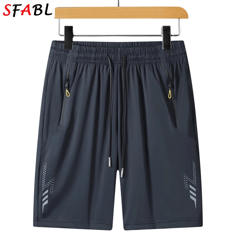 New Fashion Summer Board Shorts Quick Dry Beach Shorts Elastic Jogging Running Gym Fitness Men's Short Pants with Zipper Pockets