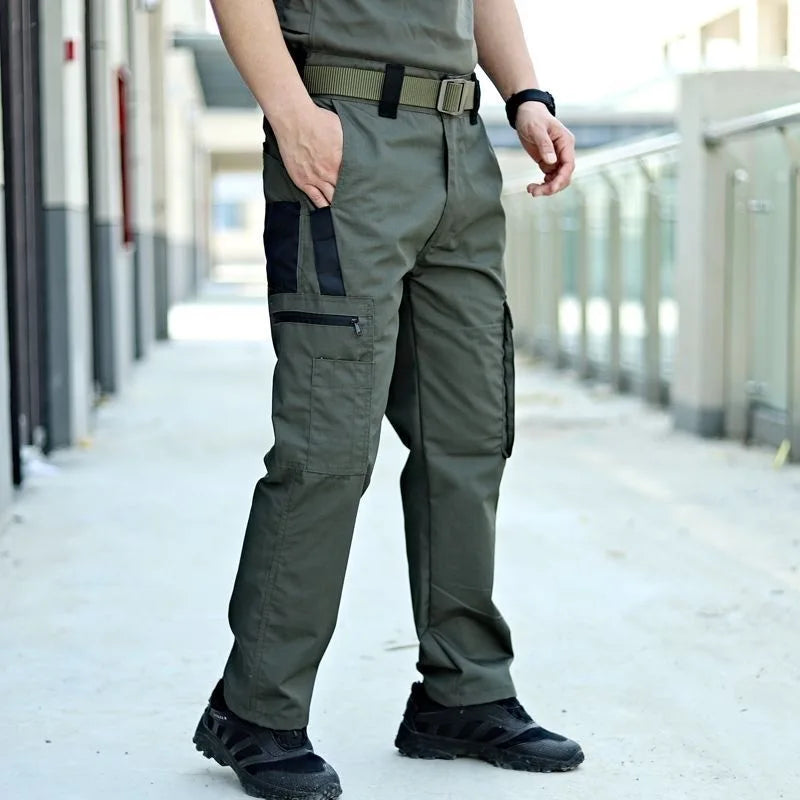 2024 Men's Tactical Pants City Casual Cargo Trousers Waterproof Multi-pocket Wear-Resistant Outdoor Training Work Male Trousers