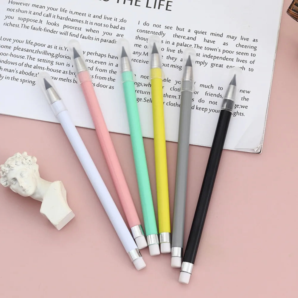 Reusable Unlimited Writing Pencil Stationery Wear Resistant Forever Pencil Solid Color Cute Eternal Pencil School Supplies