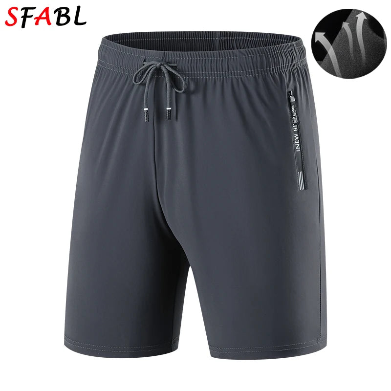 New Fashion Summer Board Shorts Quick Dry Beach Shorts Elastic Jogging Running Gym Fitness Men's Short Pants with Zipper Pockets