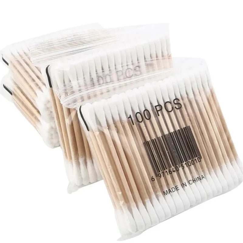 100pcs Per Pack, 5 Packs, Double-ended Cotton Swabs, Baby Cotton Swabs, Ear Cleaning Sticks, Healthy Cleaning Tools