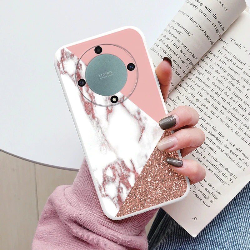 Marble Pattern Case For Honor X9a Magic5 Lite 5G Protective Cover Case Pink Silicon Soft Funda For Honor X9 a Magic 5 Lite Capa