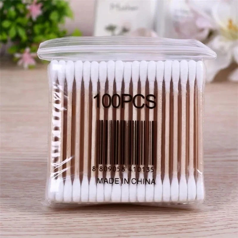 100pcs Per Pack, 5 Packs, Double-ended Cotton Swabs, Baby Cotton Swabs, Ear Cleaning Sticks, Healthy Cleaning Tools