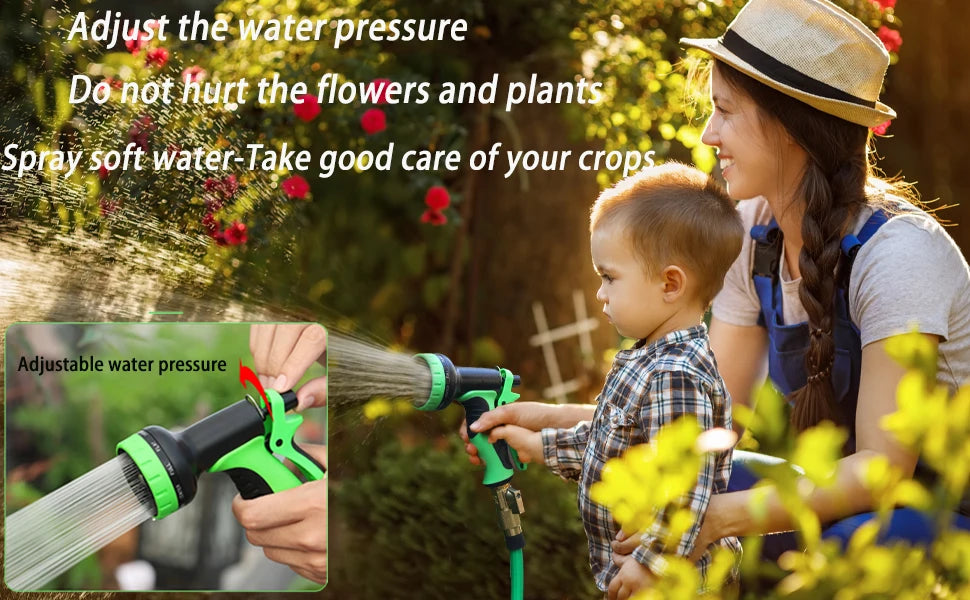 Expandable Garden Hose with 10 Function Spray Nozzle, Nano Rubber latex Elastic Multilayer Leakproof Pipe 3/4Anti Leak Connector