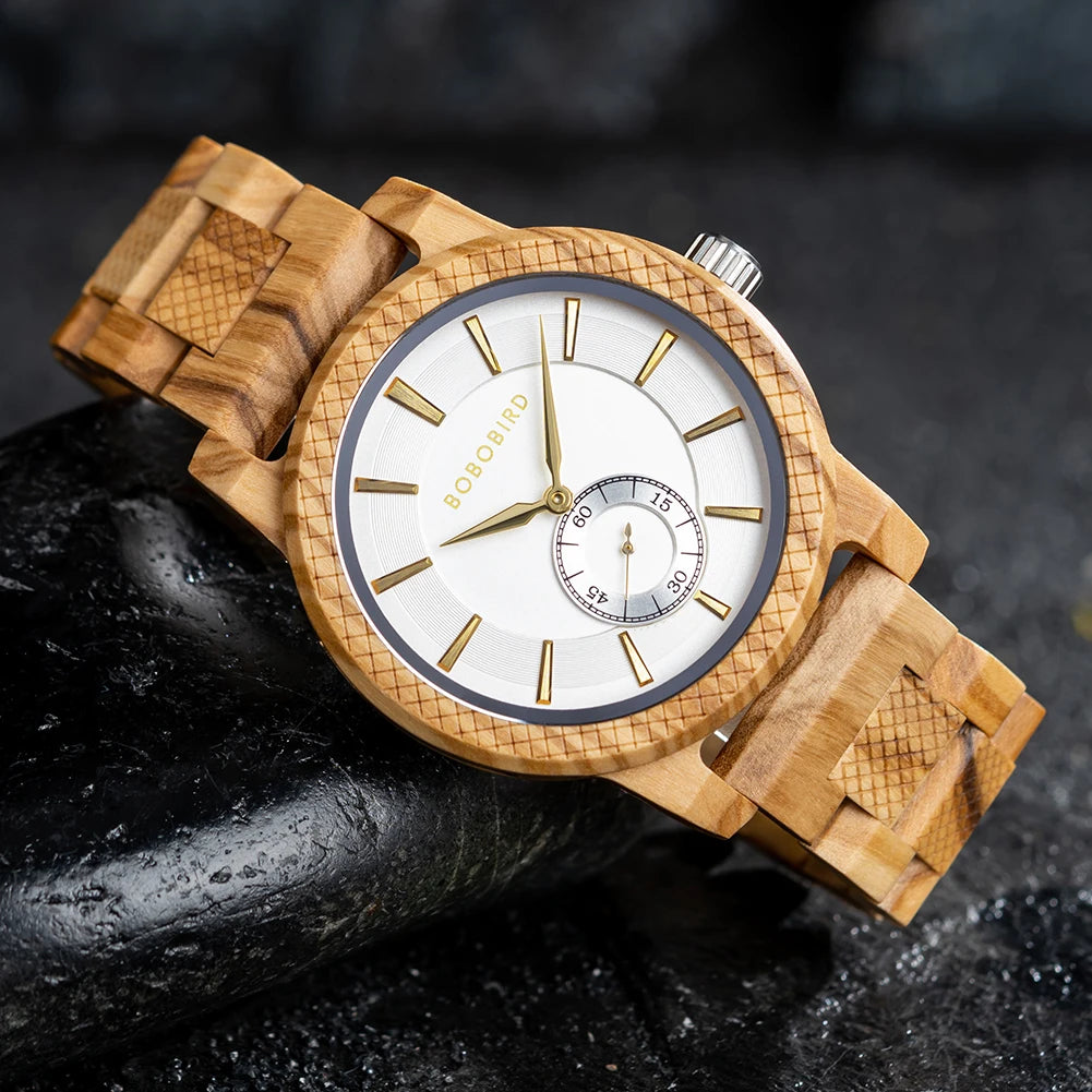 BOBOBIRD Wooden Watch Top Fashion Casual Clock Quartz Wristwatch Engraved Custom Logo Man Watches best man Gift Wood Box