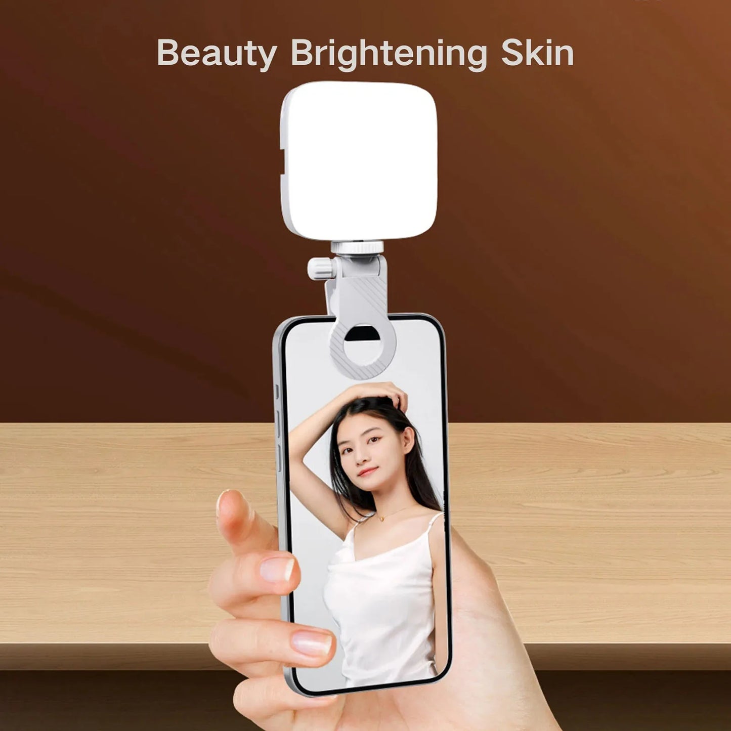 Mini Clip-on Selfie Light Bi-Color Video Lighting W/ Cold Shoe For Phone Camera Vlog Removable Back Photography Light