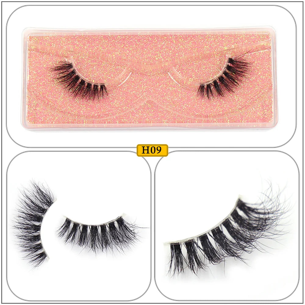 Maquillaje Mink Lashes 3D Half False Eyelash Make Up Lashes Extension Natural short False Cils Clear Band Hand Made Lashes H03