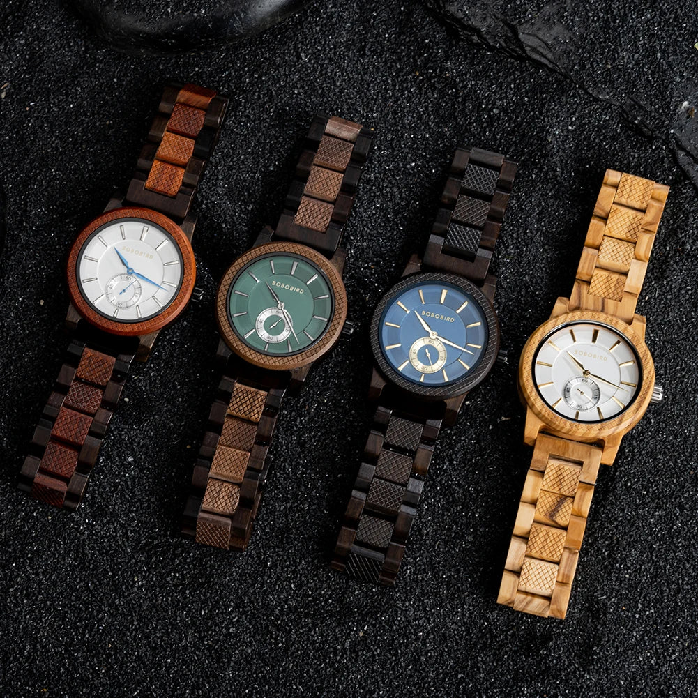 BOBOBIRD Wooden Watch Top Fashion Casual Clock Quartz Wristwatch Engraved Custom Logo Man Watches best man Gift Wood Box