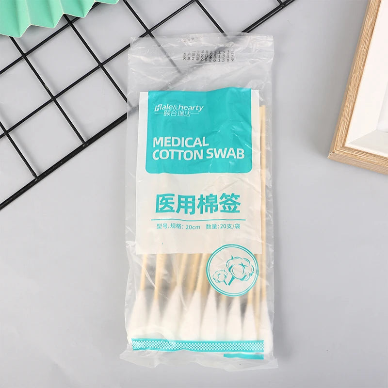 20/100Pcs Singel/Double Head Sterile Cotton Swabs Women Makeup Cotton Buds Wood Sticks Nose Ears Cleaning