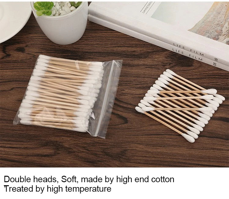 100pcs Per Pack, 5 Packs, Double-ended Cotton Swabs, Baby Cotton Swabs, Ear Cleaning Sticks, Healthy Cleaning Tools