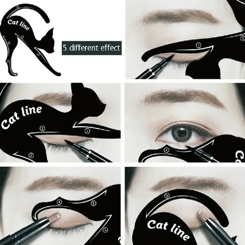 Eye Makeup Tool Eye Template Shaper Model Easy To Make Up Cat Line Stencils Eyeliner Card Cat Line Eyeliner Stencils Black Pro