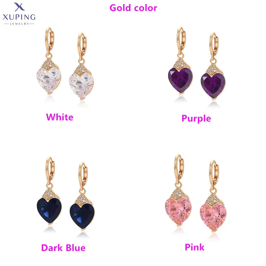 Xuping Jewelry Fashion Luxury Romantic Серьги Women Drop Earrings with Synthetic Cubic Zirconia for Valentine's Day Gift 27656