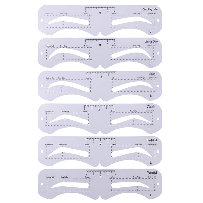 6 Style Fixable Eyebrow Stencil Grooming Shaper Template Reusable Stickers Make Up Tools For Eye Brow Stamp Cosmetic