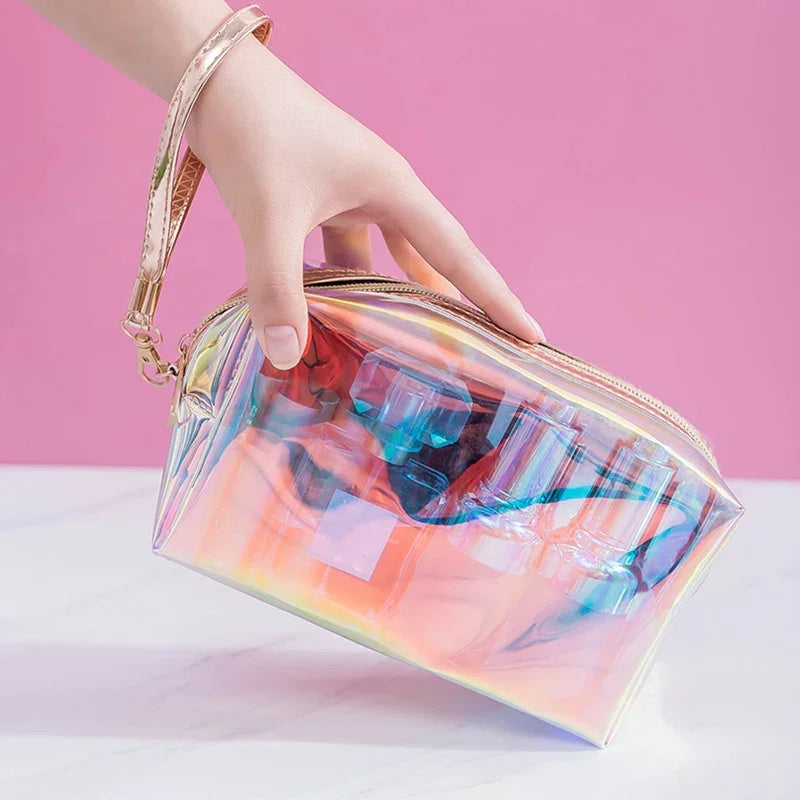 Makeup Bags Transparent Pretty Fashion Laser Travel Cosmetic Bag Toiletry Brush Bags Organizer Necessary Case Wash Make Up Box