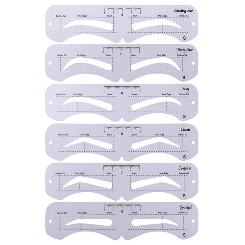 6 Style Fixable Eyebrow Stencil Grooming Shaper Template Reusable Stickers Make Up Tools For Eye Brow Stamp Cosmetic