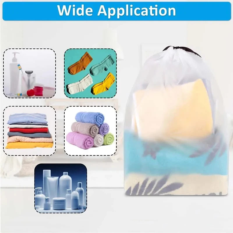 10PCS Portable Shoe Storage Drawstring Eco Storage Bag for Sundries Travel Makeup Bag Waterproof Transparent Plastic Storage Bag