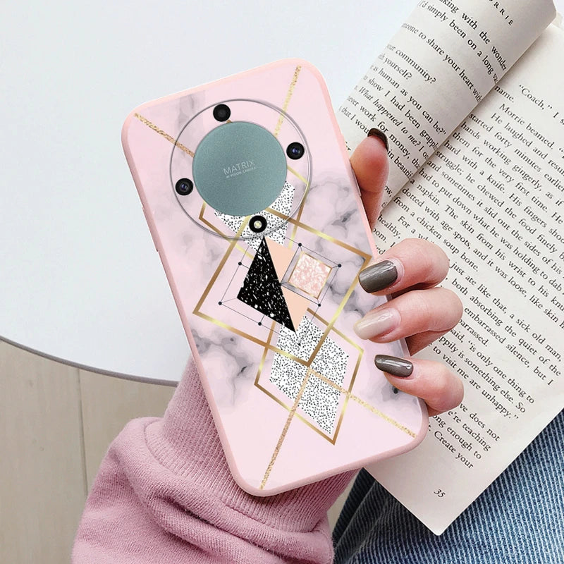 Marble Pattern Case For Honor X9a Magic5 Lite 5G Protective Cover Case Pink Silicon Soft Funda For Honor X9 a Magic 5 Lite Capa