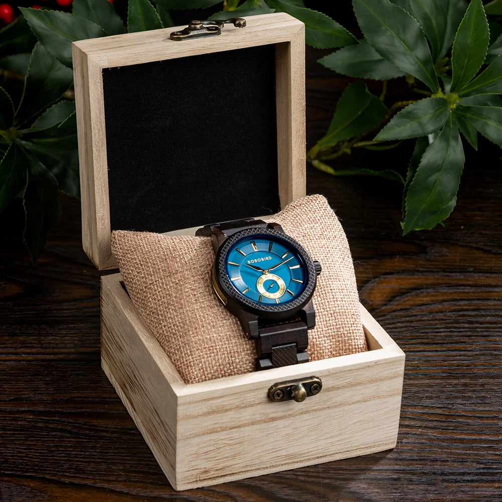 BOBOBIRD Wooden Watch Top Fashion Casual Clock Quartz Wristwatch Engraved Custom Logo Man Watches best man Gift Wood Box