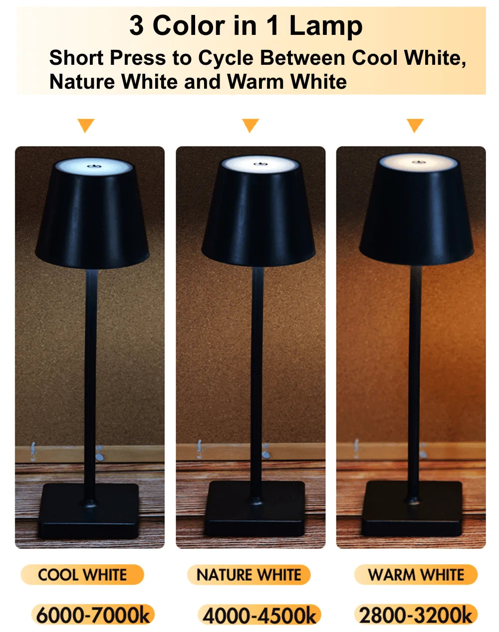 Cordless USB Rechargeable Table Light Touch Switch Desk Lamp for Bedside Hotel Restaurant Bar Club Cafe Atmosphere Night Decor