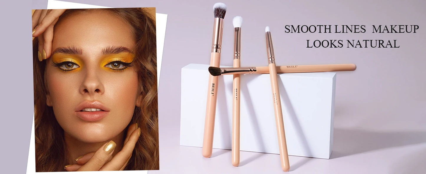 BEILI Pink Makeup Brushes High Quality Powder Foundation Blush Eyeshadow Make Up Brush Set  Natural Hair косметика