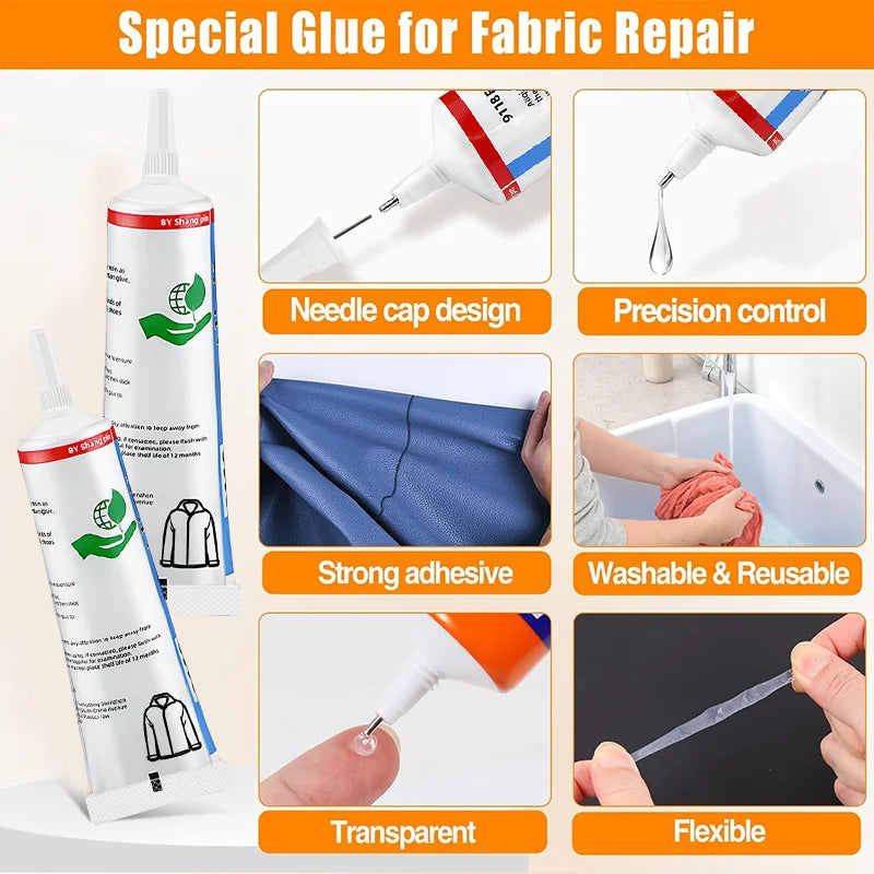 Strong Fabric Glue Transparent Quick Dry Patching Glue for Clothing Repair and Permanent Bonding Versatile Waterproof Adhesive