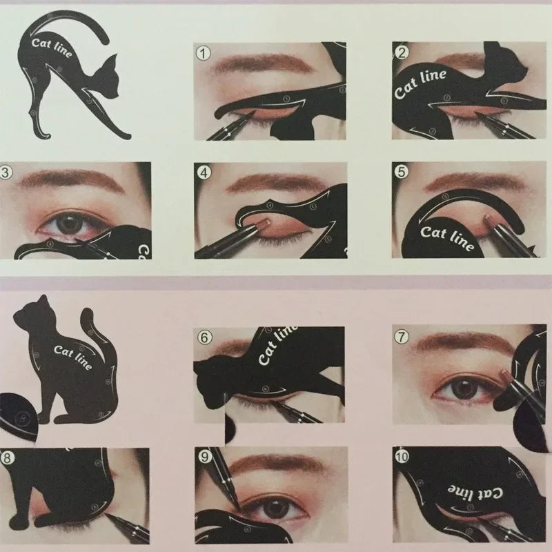 Eye Makeup Tool Eye Template Shaper Model Easy To Make Up Cat Line Stencils Eyeliner Card Cat Line Eyeliner Stencils Black Pro