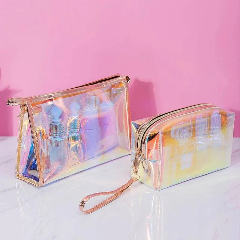 Makeup Bags Transparent Pretty Fashion Laser Travel Cosmetic Bag Toiletry Brush Bags Organizer Necessary Case Wash Make Up Box