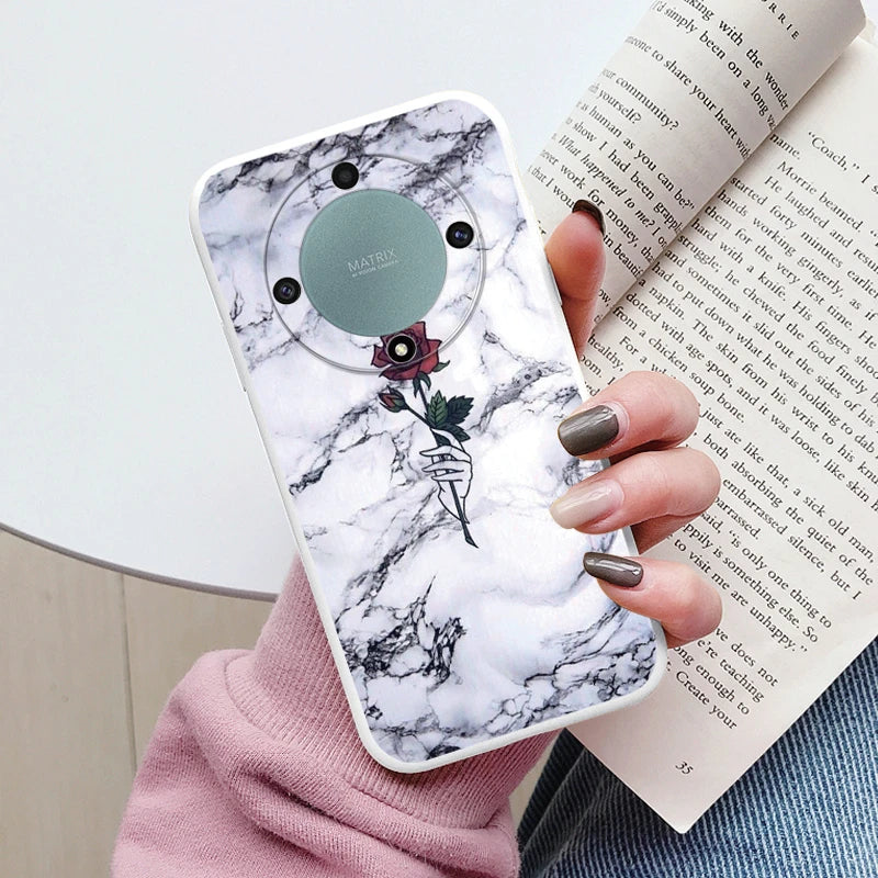 Marble Pattern Case For Honor X9a Magic5 Lite 5G Protective Cover Case Pink Silicon Soft Funda For Honor X9 a Magic 5 Lite Capa