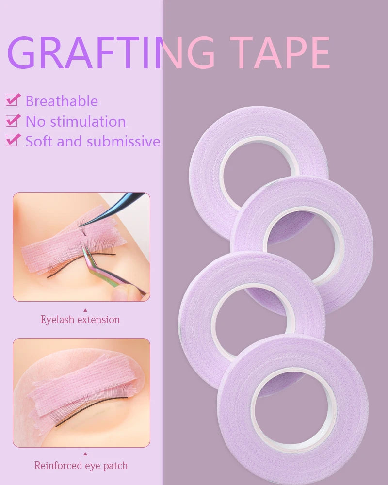 24 Rolls Non-Woven False Eyelash Extension Tape Anti-Allergy Easy Tear Eye Tapes for Grafting Fake Lash Eyeliner Make Up Tools