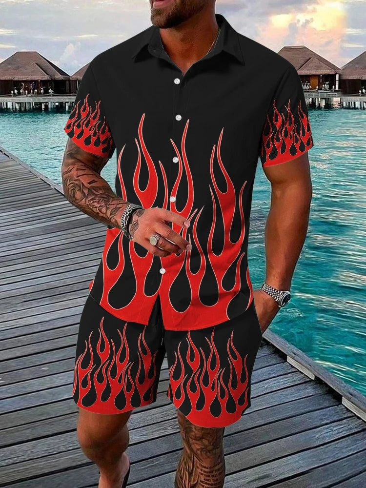 2024 Hawaiian Men's Short-sleeved Shirt And Beach Shorts Set Daily Comfortable Men's Casual Shirt Summer Breathable Men's Shorts