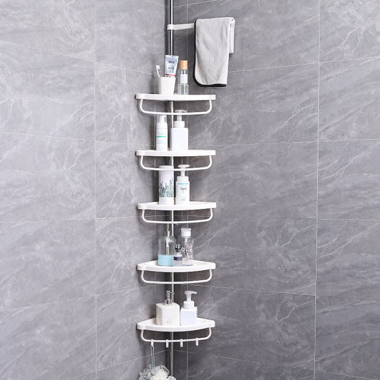 Stainless steel ceiling stand bathroom shelf Toilet retractable corner storage shelf perforation-free corner storage shelf