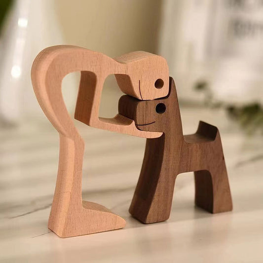 Carved wooden dog ornaments Carved wooden Nordic ornaments Home office table decoration