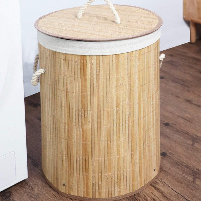 Bamboo storage basket Household sewing storage et Dirty laundry basket wrapping paper sundries scroll yoga mat storage